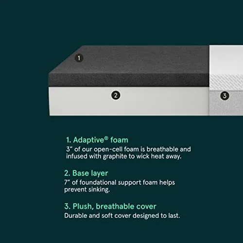 Tuft & Needle - Original Twin XL Mattress, Firm Feel, Adaptive Foam, Pressure Relief, Supportive, Cooling, CertiPUR-US, 100-Night Trial