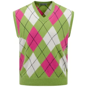 Unisex Iconic Argyle Vest Field Green/Ivory - SS23
