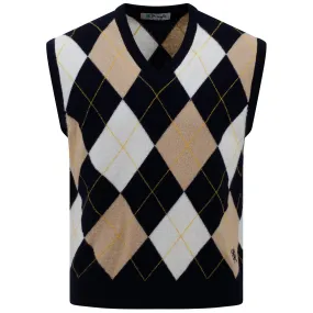 Unisex Iconic Argyle Vest Navy/Camel - SS23
