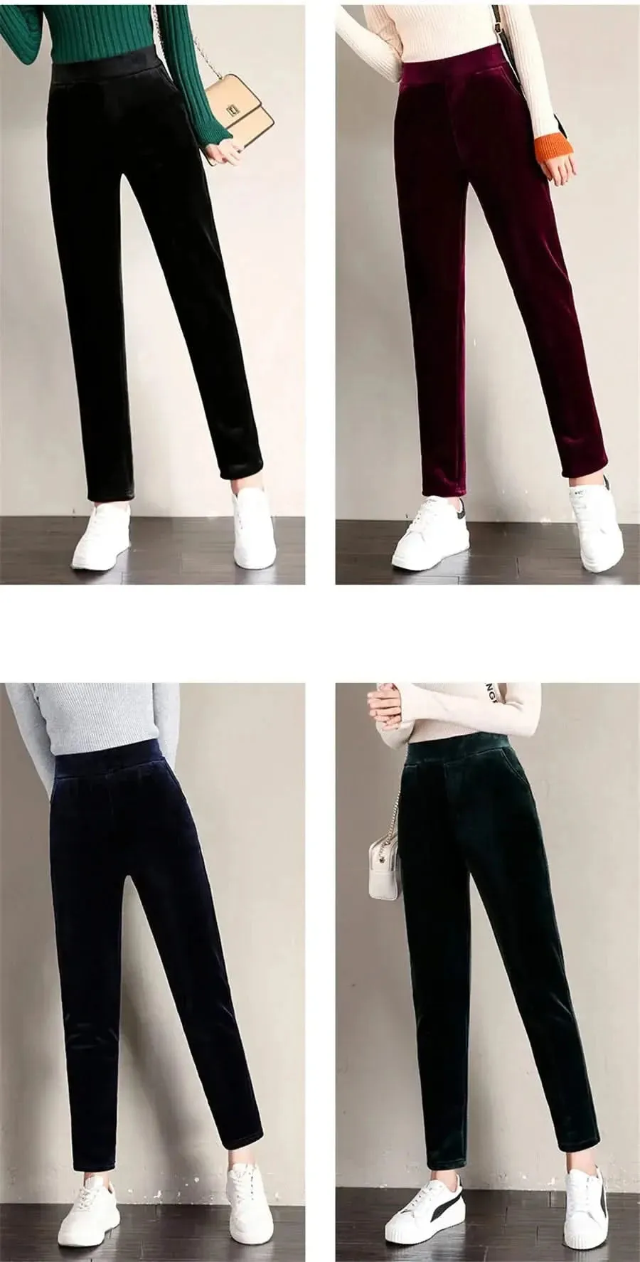 Winter Thicken Velvet Pencil Pants for Women - High Waist Plush Fleece Lined Big Size 5XL Ankle-length Pantalons