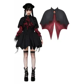 Women's Gothic Batwing Diamond Cape Black Red