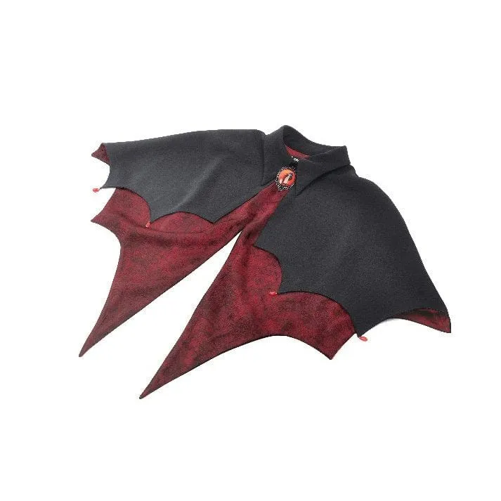Women's Gothic Batwing Diamond Cape Black Red