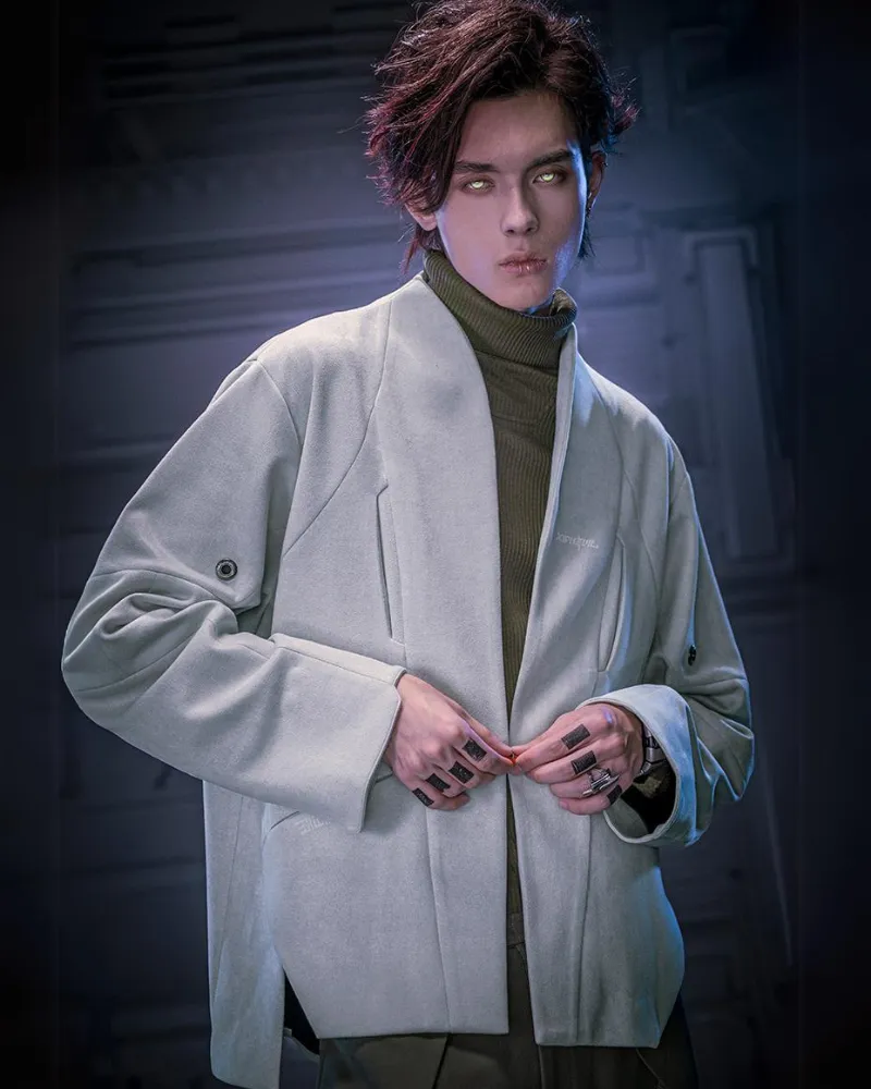 XIPHEVIL Cyberpunk Outfits Unisex Suede Minimalist Future Jacket