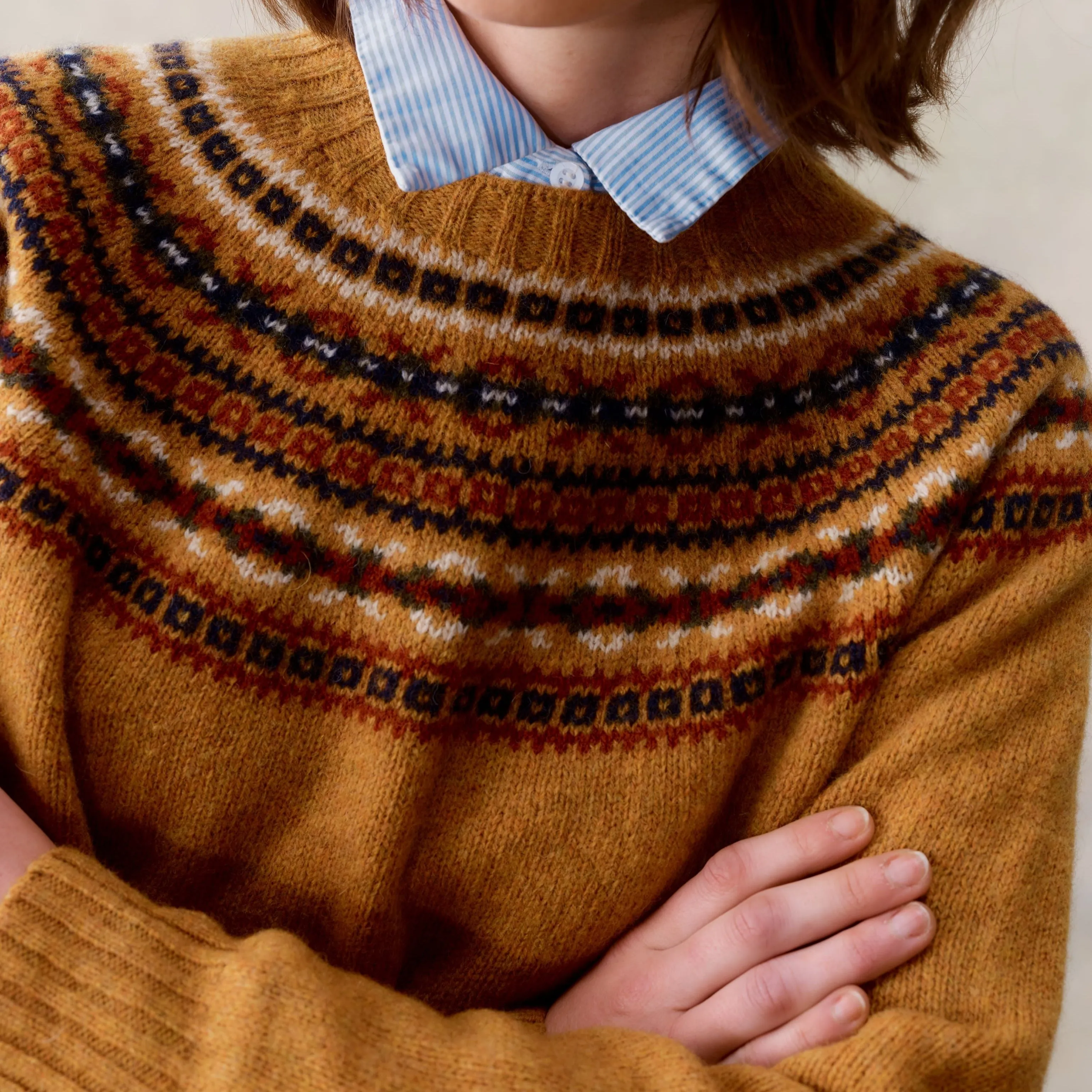 Yoke Crew Neck Jumper - Cummin